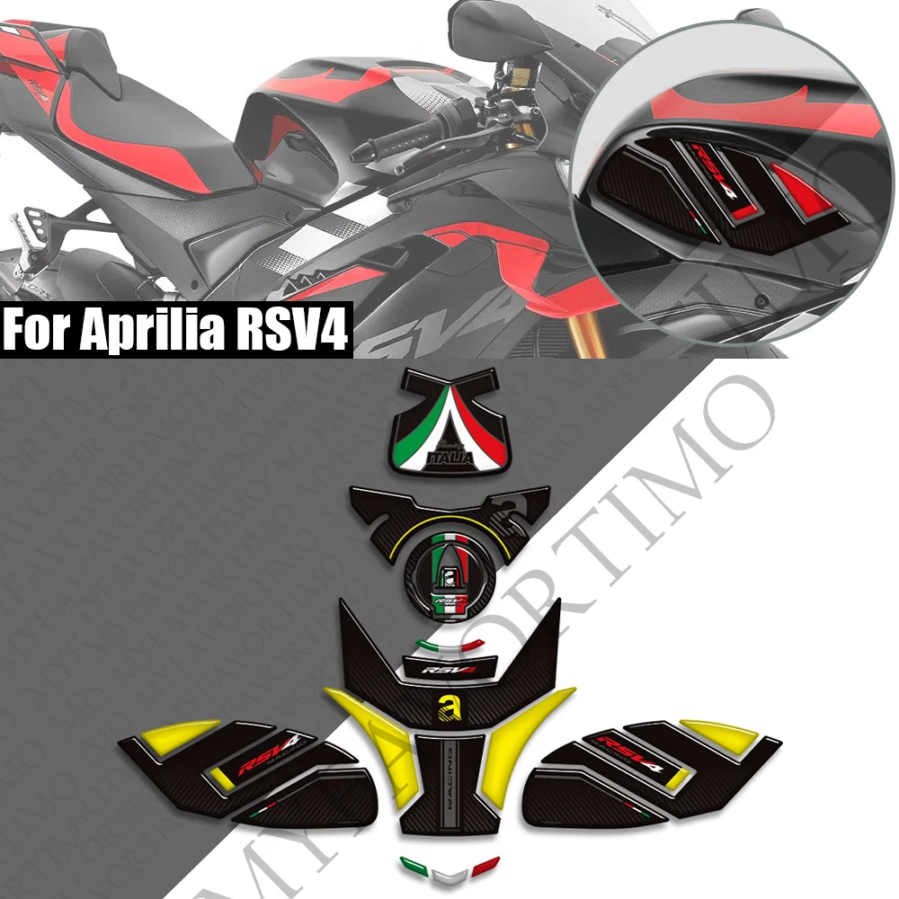 

For Aprilia RSV4 Factory 1100 Motorcycle Tank Pad Cap Fuel Kit Knee Grips Fairing Fender Stickers Decals Protector