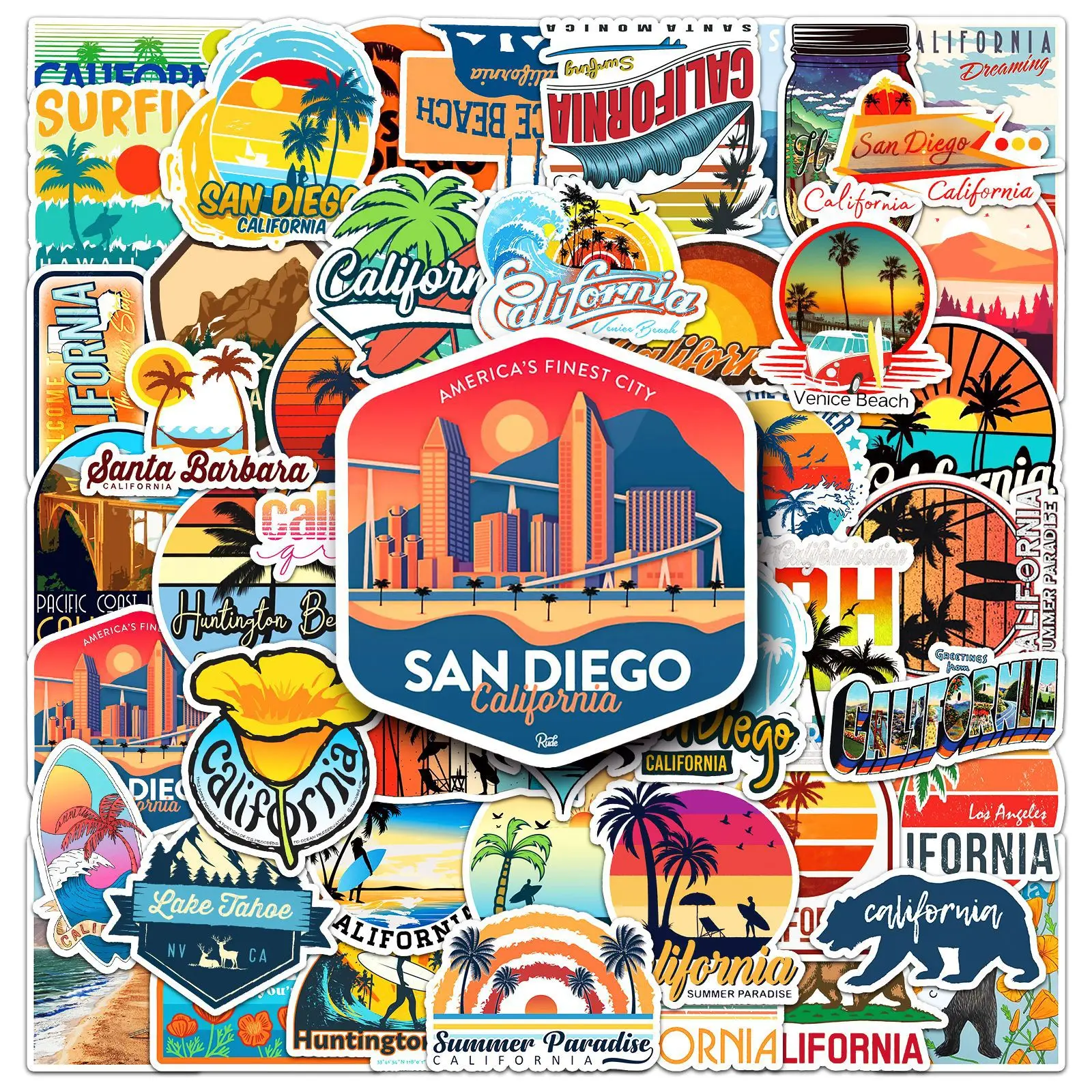 50-100 Stück California Graffiti Aufkleber Outdoor Reise Ästhetische Wasserfeste Aufkleber für Gepäck Koffer Laptop Skateboard