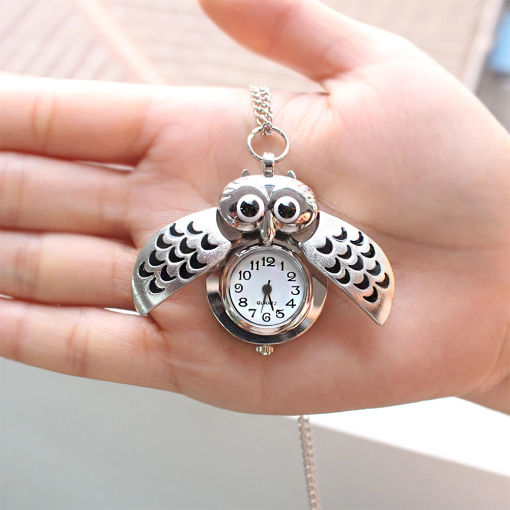 

1pc Owl Pocket Watch Retro Silver Creative Design Delicate Crescent Decoration For Family Friends Vintage Style Gift Pocket