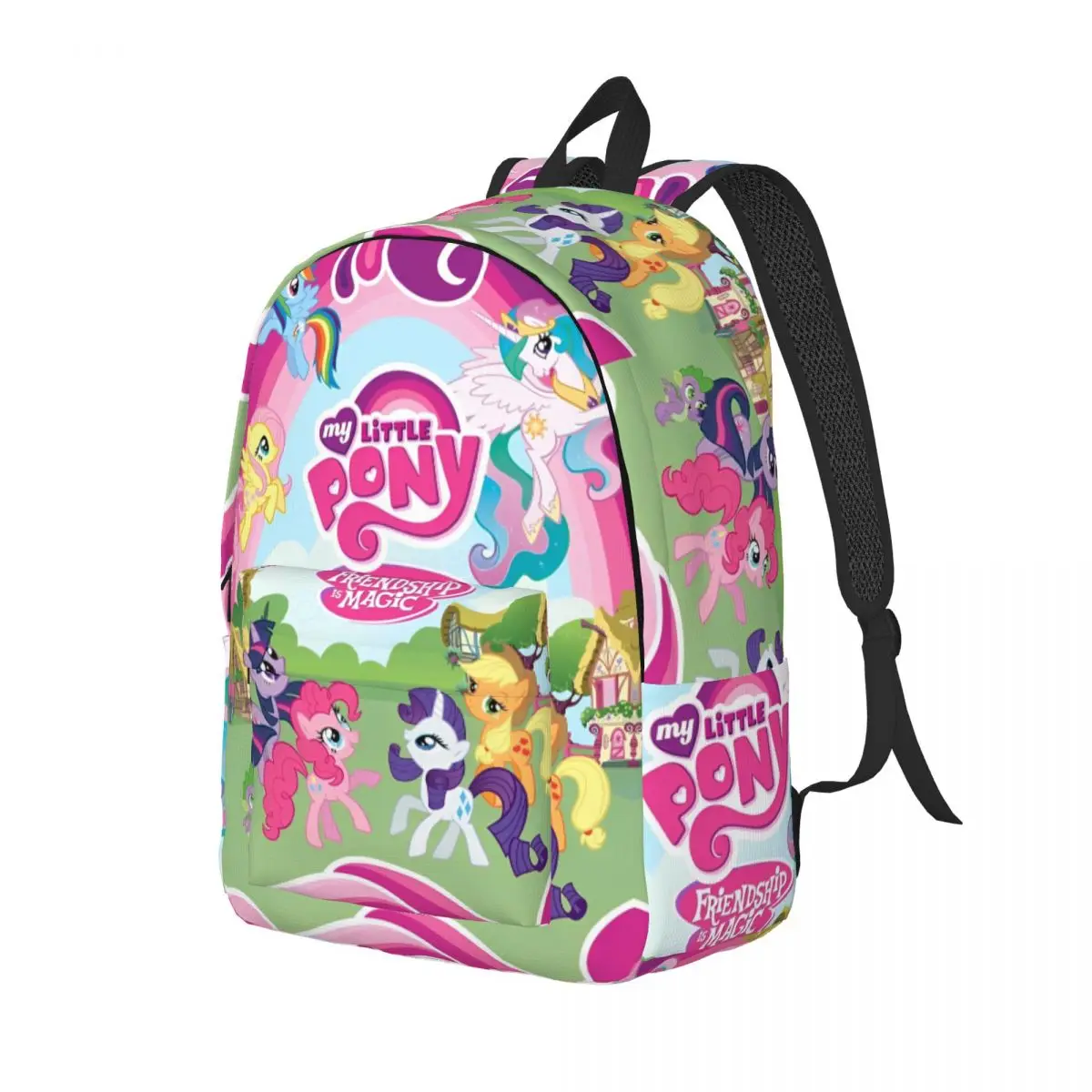 Little Cartoon Ponys Mochila para Homens e Mulheres, Mochila Adolescente Anime, Durável, Ensino Médio, Caminhadas, Viagem, Mochila Amizade, Bolsa de Ombro Laptop