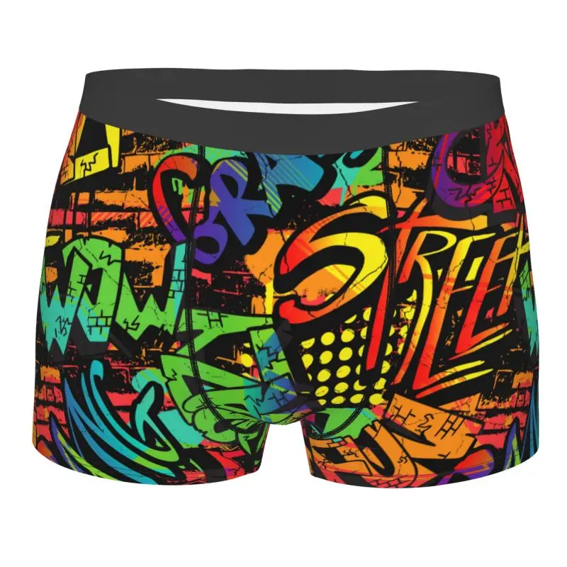 

Мужские трусы-боксеры с неоновым граффити и художественным принтом, дышащие короткие трусы, мужское нижнее белье большого размера с эластичным поясом