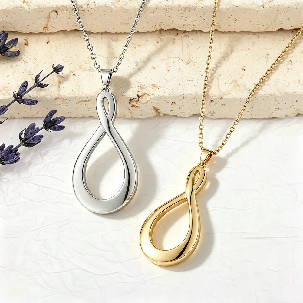 Infinity Symbol Pendant Necklace for Women Men Stainless Steel Infinite Loop Charm Necklace Minimalist Fashion Jewelry Gifts
