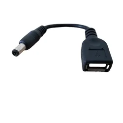 Adaptador macho de CC de 5,5mm x 2,1mm A USB tipo A, Cable de alimentación de extensión hembra de 12cm