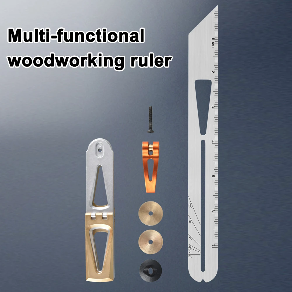 Woodworking Scriber Ruler Heavy Duty T-Shape Multi-Angle Scribing Tool Stainless Steel Movable Angle Ruler Dovetail Gauge