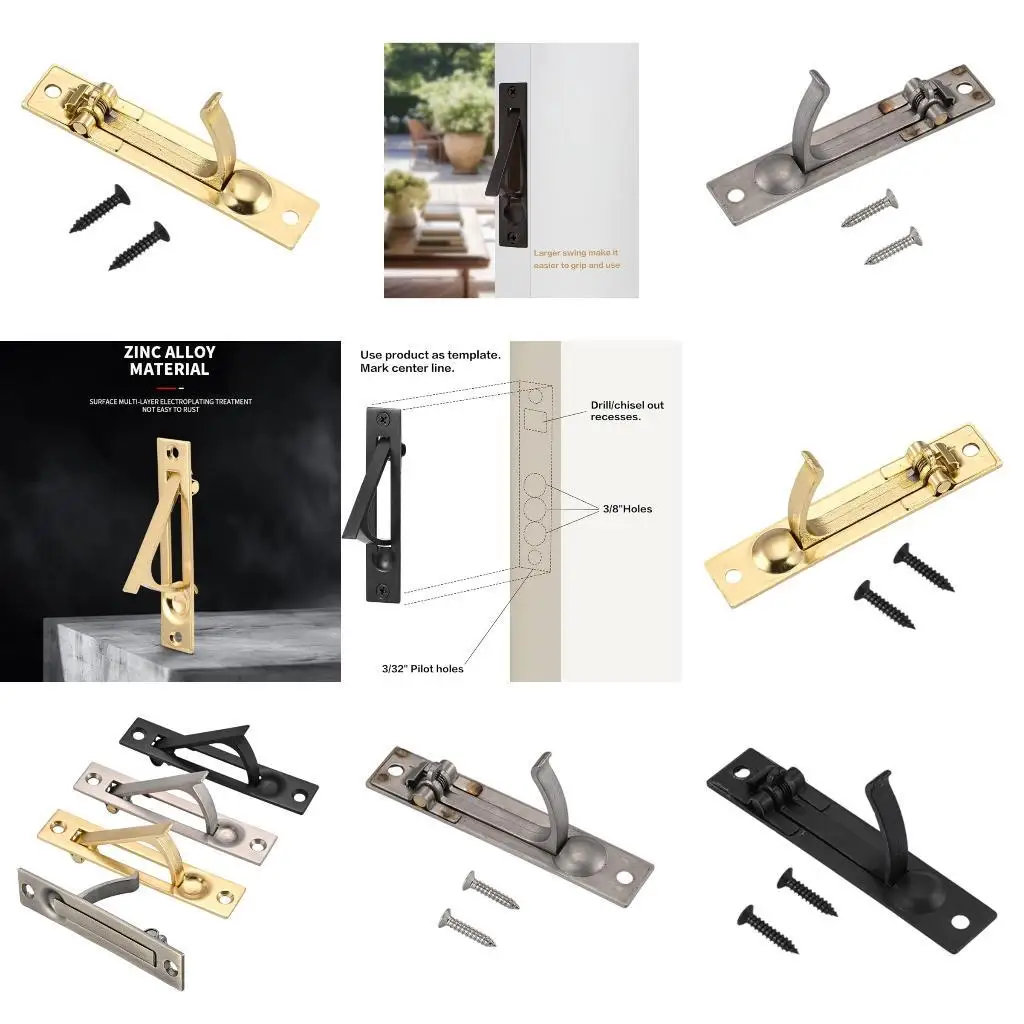 

652F Brushed Silver Pocket Door Hardware Durability Zincs Alloys Flush Edges Handles Easyly Installation