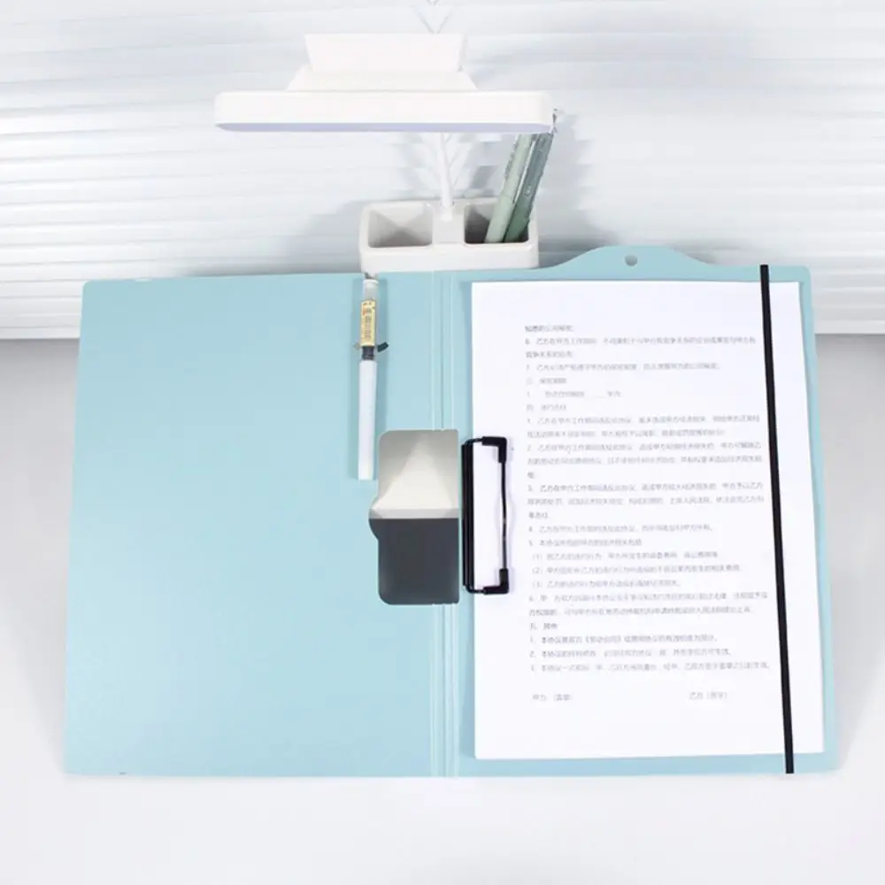 High Quality Strap Design A4 File Folder Multifunction PP Exam Paper Storage Clip Writing Pad Stationery