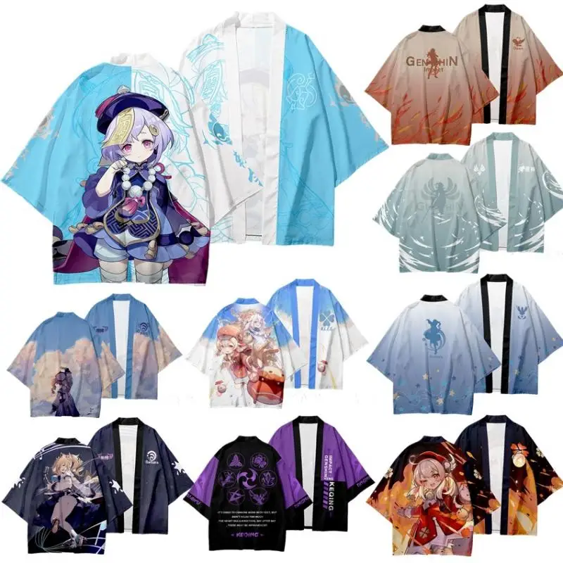 Color Cosplayer Game Characters Anime Haori Cloak for Kids Kimono Klee Zhongli Cardigan 3D Printing Loose Tops Harajuku Jacket