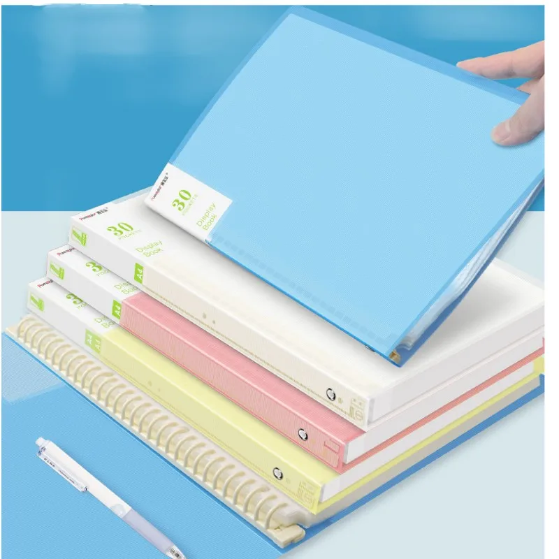 A4/B5 Folder Booklet 30 Pages Color Frosted Transparent Insert Bag Office Ticket File Folders Document Organizer