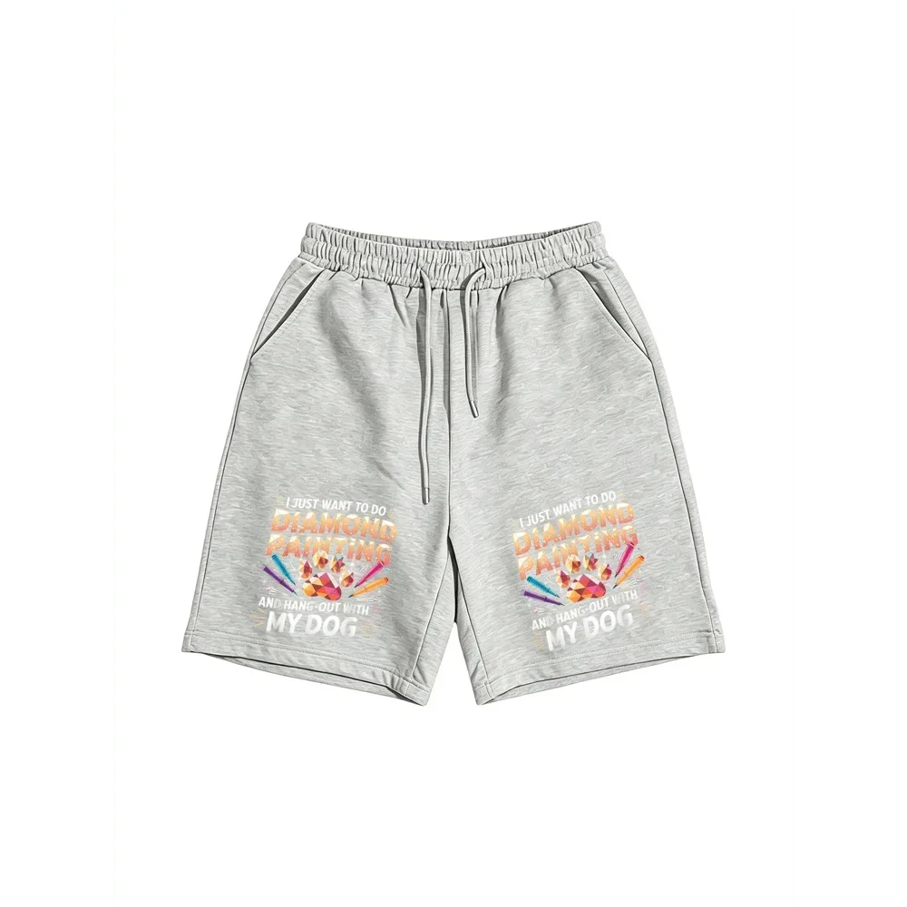 

Mens Diamond Painting Dog Lover Graphic Shorts Drawstring Waist Casual Breathable Shorts For Home Traveling And Lounging