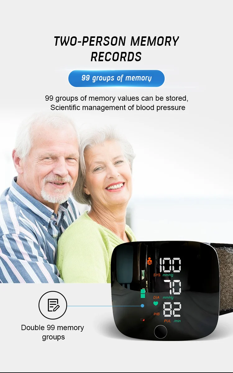 AJC Digital Recharge Wrist Blood Pressure Monitor Sphygmomanometer Tonometer Tensiometer Heart Rate Pulse Meter for home