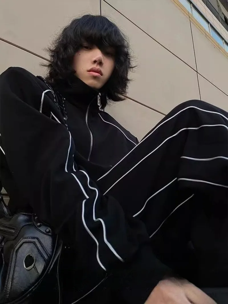 

Casual Men's Sets Spring Auutmn Pant Sets Two Pieces Demi-season Sport Jacket Cardigants Straight Pants Tracksuit Men Clothing