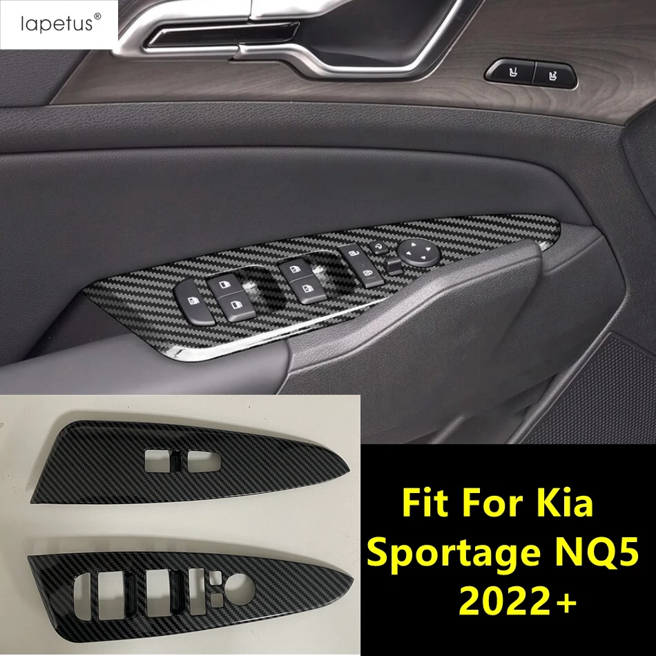 

Car Door Armrest Window Lift Button Panel Decoration Cover Trim For Kia Sportage NQ5 2022 - 2025 ABS Carbon Fiber Accessories