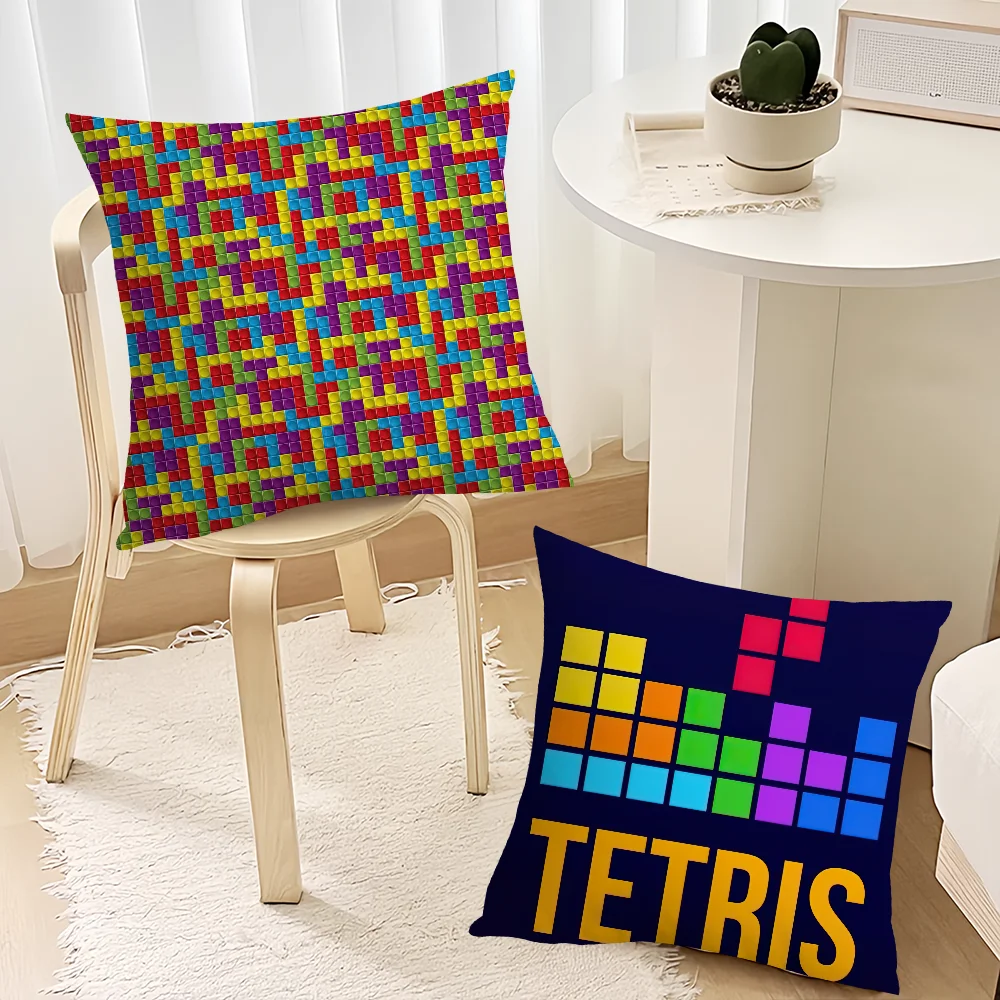Game T-TETRI cushion cover Living Room Accent Couch Back Support Square Lounge Restful Nap Companion Pillow Case
