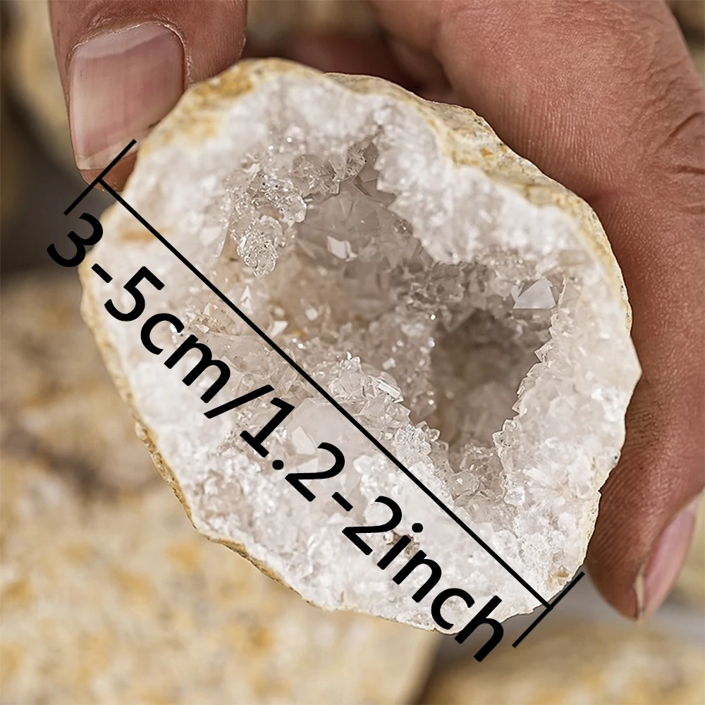 Morocco White geode 8pcs set open Transparent Inner Crystals Powerful Energy Amplifier Cleanses & Charges Spaces