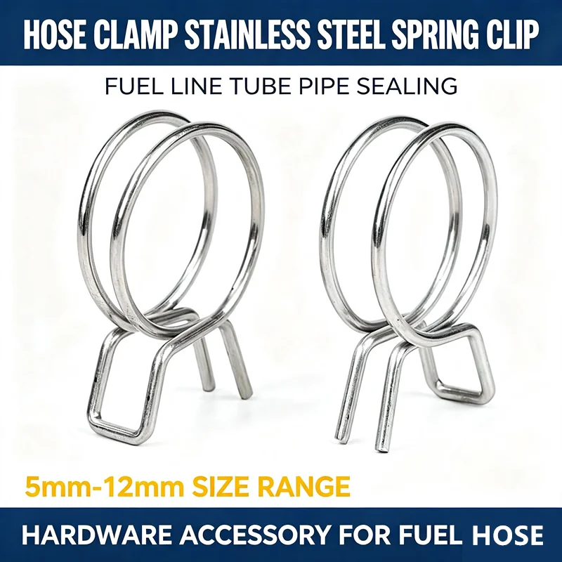Stainless Steel Spring Hose Clips Fuel Pipe Sealing Clamps Tube Fastening Hardware Accessories 5mm-12mm