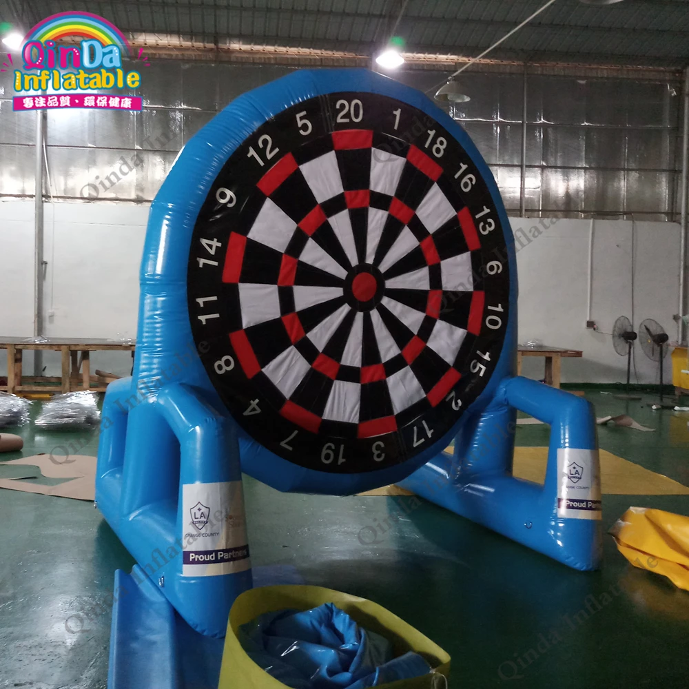 0.9Mm PVC Free Pump Double Sided Inflatable Soccer Dart Board,Blue Color Inflatable Football Darts With Sticky Balls