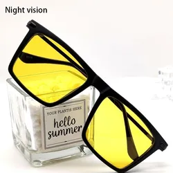 New Square Polarized Sunglasses Men Women Night Vision Glasses Yellow Lens Anti-Glare Male Driving Sun Glasses UV400 Eyewear