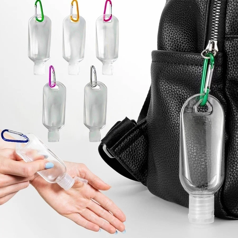 1-5pcs Travel Plastic Clear Keychain Bottles 50ml Leakproof Empty Squeeze Container Flip Cap for Cosmetics Toiletries Liquids