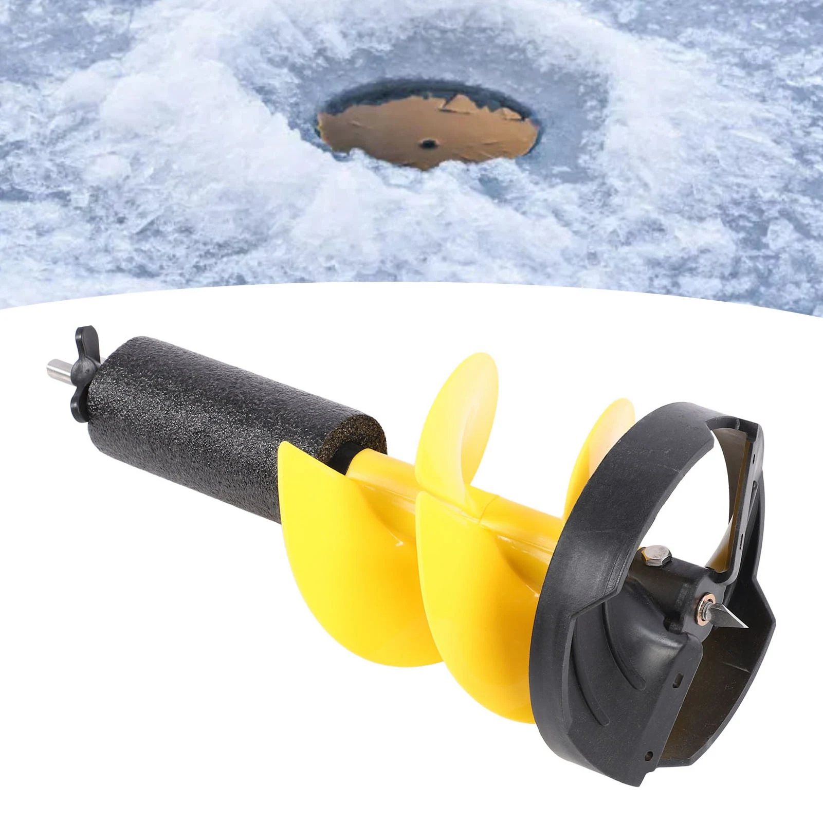 Auger Drill Bit Ice Auger Bit 8 Inch Diameter 20 Inch Length Nylon Ice Drill Auger with Versatile Adapter and  Ice Auger