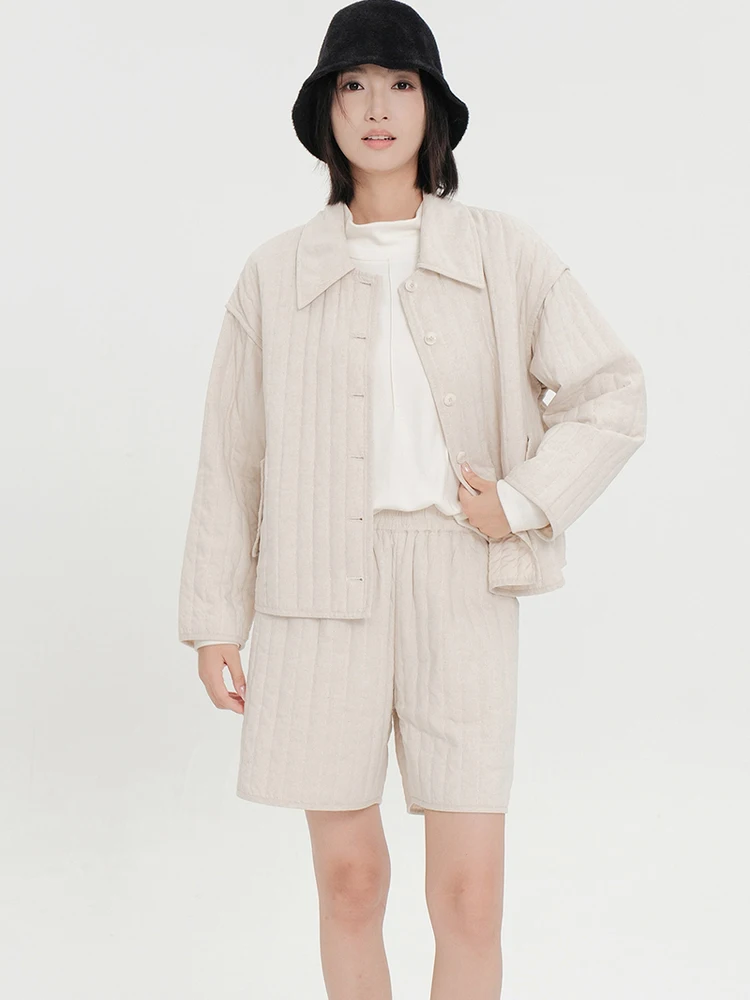 

Bukhara Original Women's Long Sve Collared Cotton Jaet Casual Commute Winter New Arrival Straight Cut Regular Thin