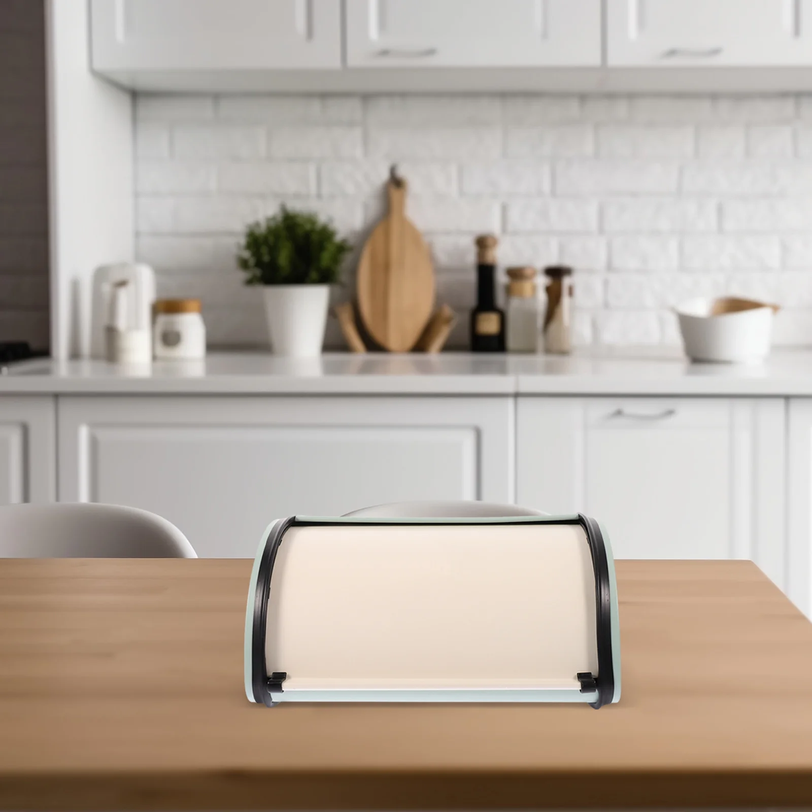 

Металлическая хлебница, современная маленькая кухонная столешница, большая емкость, рулонная верхняя крышка, держатель для хлеба для домашнего хранения хлебобулочных изделий