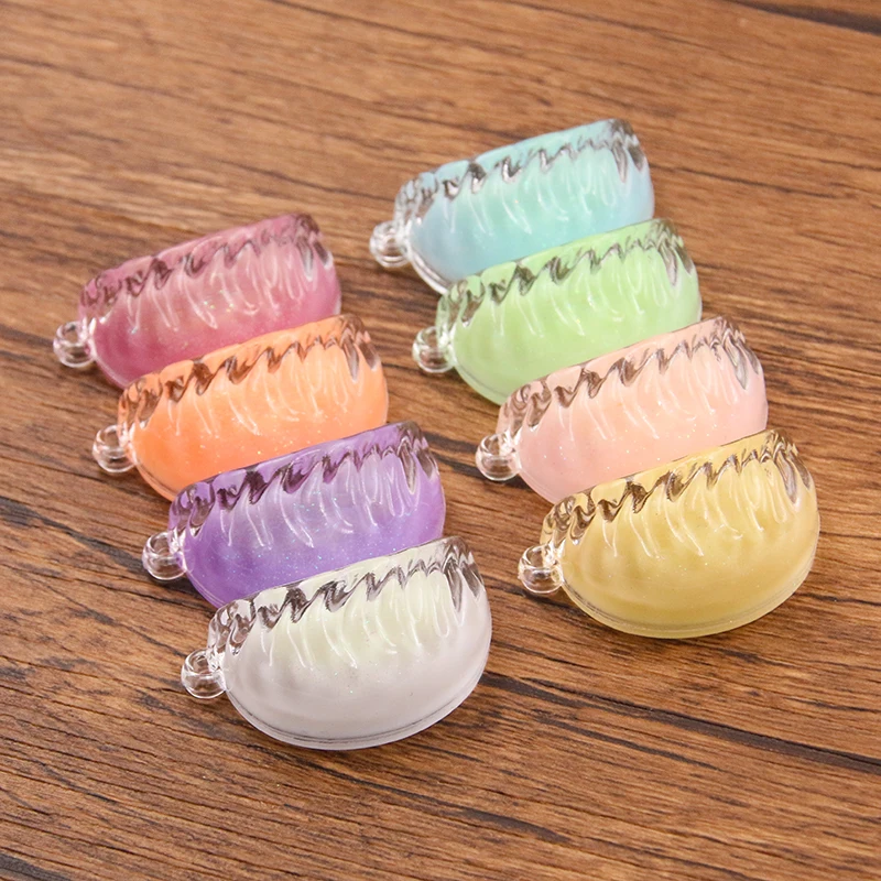 10Pcs 19*32MM 8 Color Wholesale Nightlight Dumplings Food Resin Charms For Earring Kawaii 3D Keychain Jewelry Making