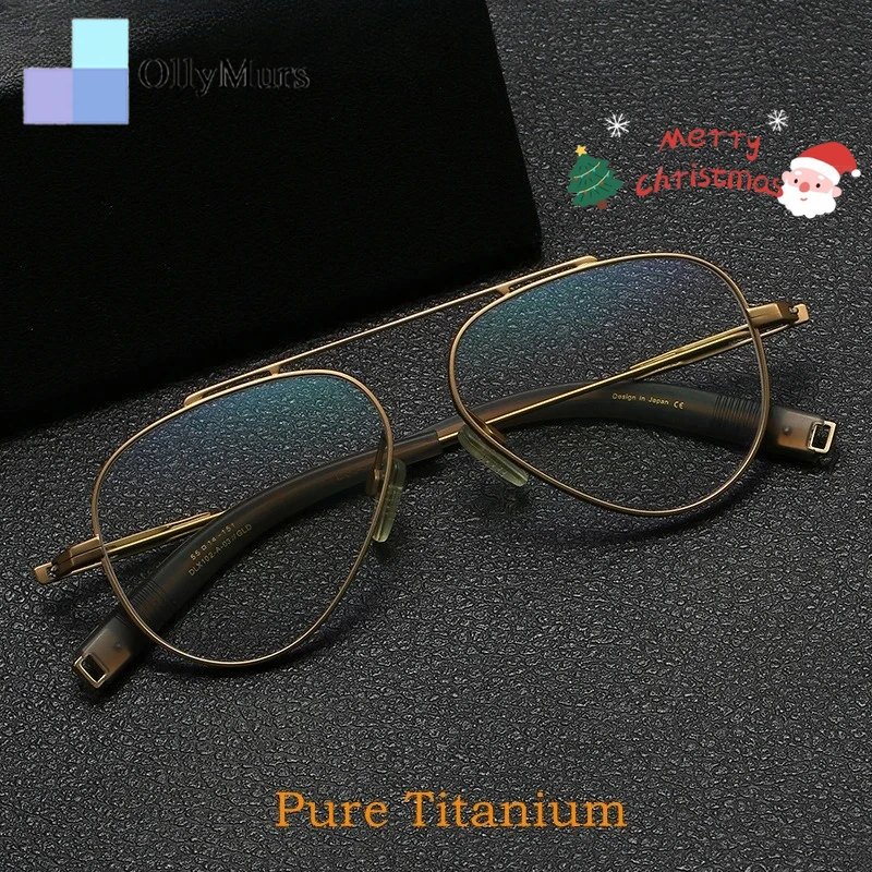 

OLLYMURS Pilot Сверхлегкие титановые высококачественные очки по рецепту в стиле ретро, женские модные очки из чистого оптического оправы для мужчин