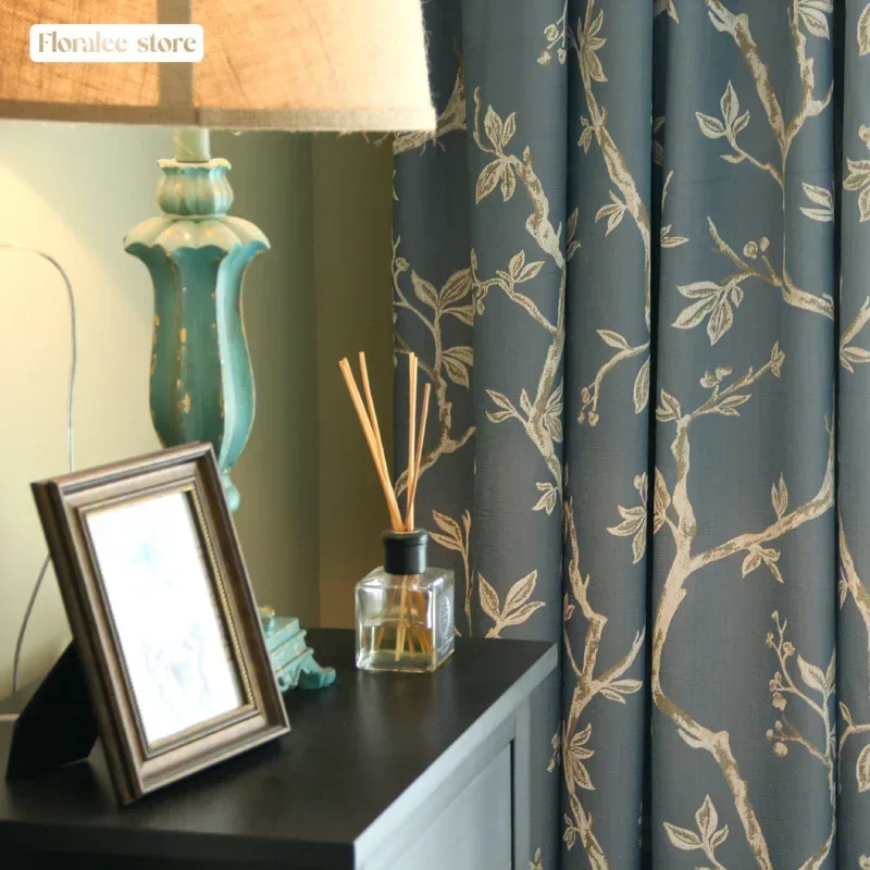 American Jacquard Window Curtain Thickened Chenille Luxury Curtains for Living Room Bedroom Custom Window Draps House Decor