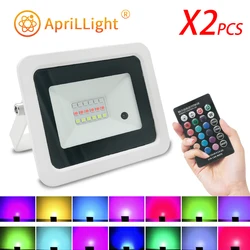 Reflector Led RGB para exteriores, lámpara de proyector con control remoto a Color, 2 piezas, 50W, 100W, IP68, CA 220V/110V