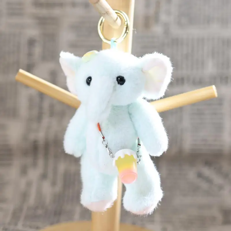 Attraente portachiavi con bambola di elefante in peluche da 1 pezzo con giunti mobili, ideale come ornamento per una borsa e regalo per la decorazione della casa