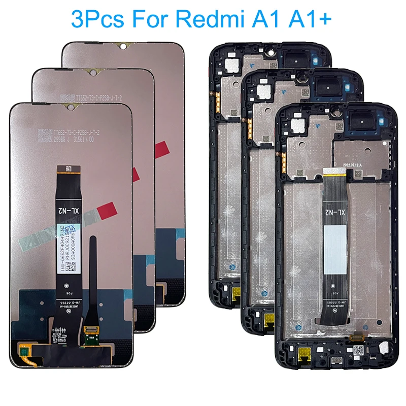 3Pcs For Xiaomi Redmi A1 Plus Lcd Dsplay Digitizer Assembly With Frame For Redmi A1 Display Replacement Repair Parts 6.52