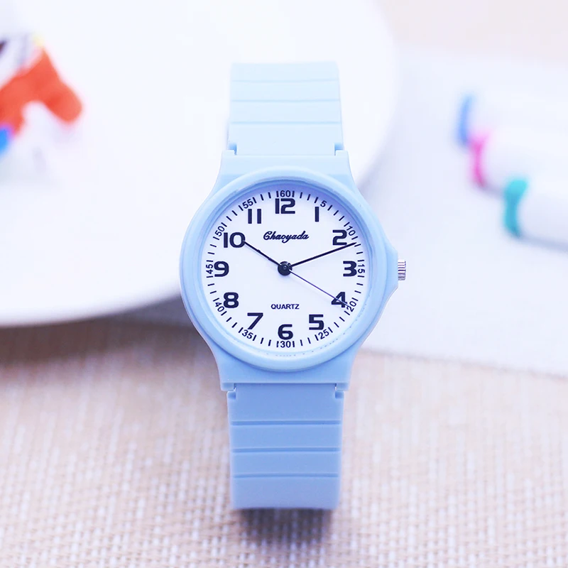 2024 child children boys girls  Primary school students rubber jelly color simple clear number quartz watches kids gifts watches