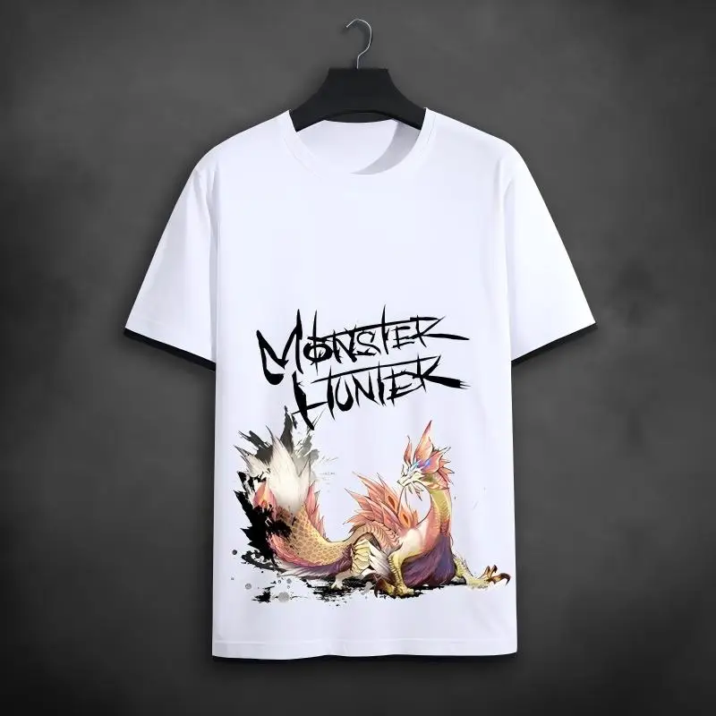Monster Hunter World Odogaron Grafik-T-Shirt, Bloodhound Wyvern Kunstdruck, weißes Baumwoll-T-Shirt für Gamer und Anime-Fans – Detail 21