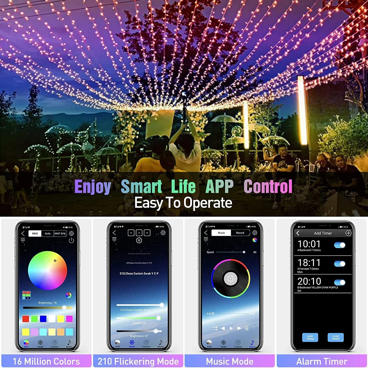 30M Smart RGB IC String Lights Bluetooth APP Control USB LED Fairy String Light Garland For Christmas Wedding Bedroom Home Decor