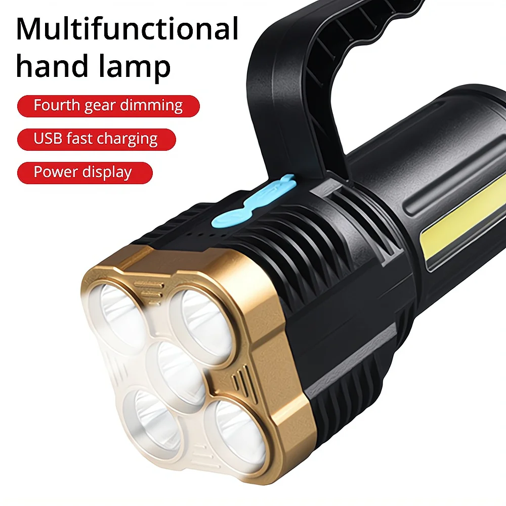 5LED Flashlight USB Rechargeable Portable Outdoor Waterproof Emergency For Field Tool Lighting Strong Bright Night Lamps Camping