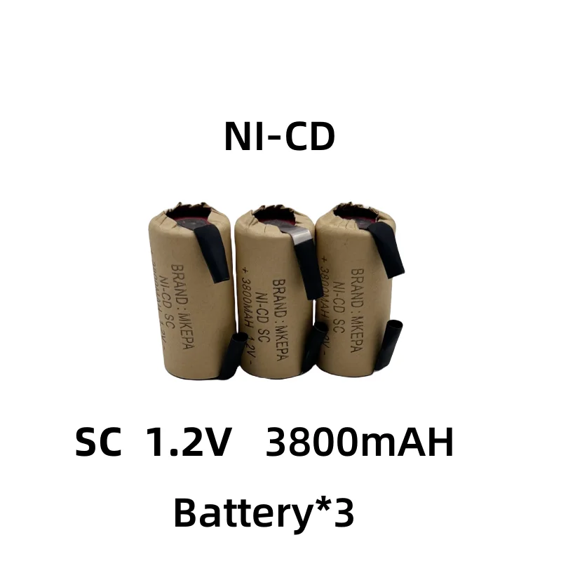 1-12pcs Screwdriver Electric Drill SC Batteries 1.2V 3800mah Sub C Ni-Cd Rechargeable Battey With Tab Power Tool NiCd SUBC Cells