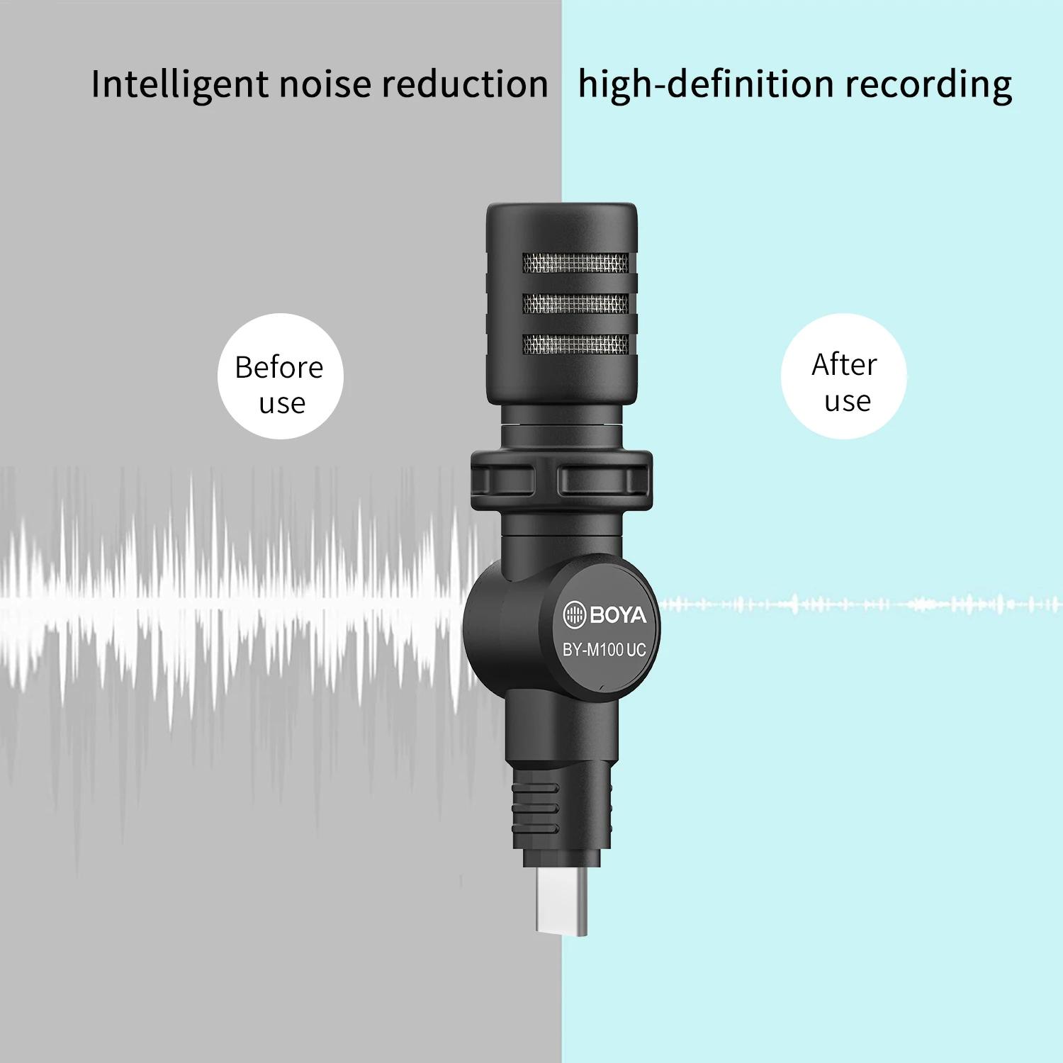 BOYA BY-M100UC Omnidirectional Plug and Play Microphone Type-C Mini Mic for iPhone 15-16 Android USB-C Smartphone Vlog Broadcast