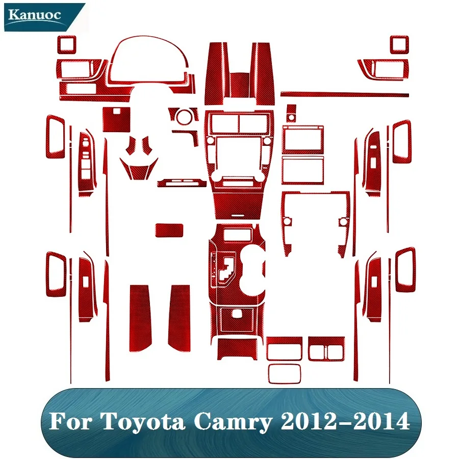 

For Toyota Camry 2012 2013 2014 Carbon Fiber Red Stickers Cover Trim Car Interior Decorative Accessories