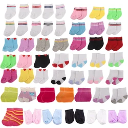 Doll Accessories Socks Heart Stripe Solid Color Knit Doll Socks For 43cm Baby New Born&18 inch American,OG Girl Doll Toy