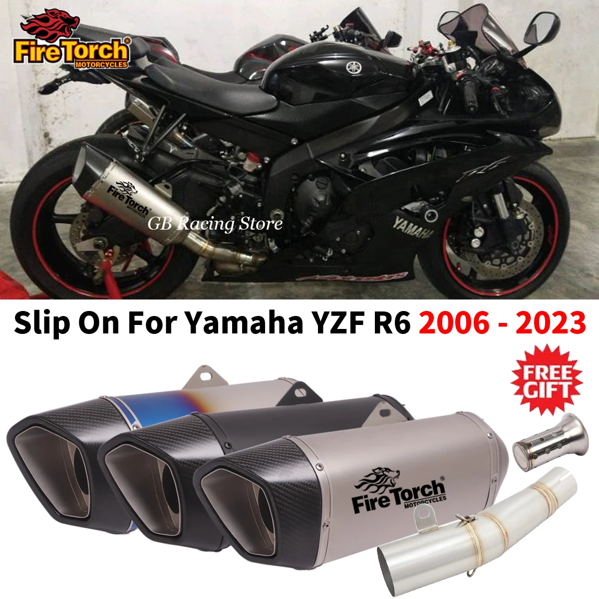 

Глушитель выхлопной трубы для мотоцикла Yamaha YZF R6 2006-2023, 60 мм