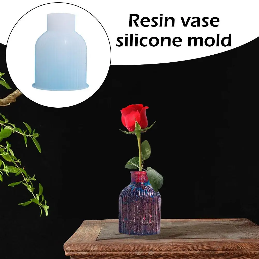 Vaso De Resina De Silicone Com Listras, Molde Pequeno, Gota De Cristal, Garrafa De Flor, Borracha Listra, Ornamento De Armazenamento De Mesa, Arranjo DIY, M9u5