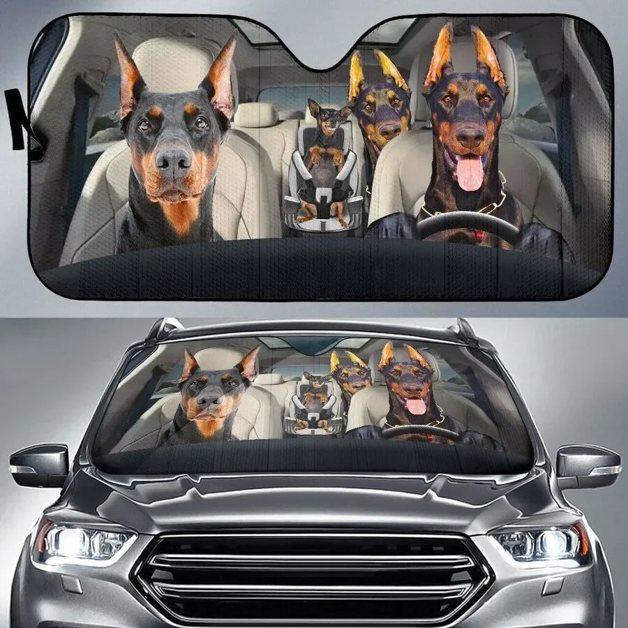 DOBERMAN Dog Family Car Sun Shade