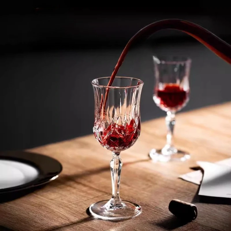 

Vintage red wine glasses, crystal glasses, champagne glasses