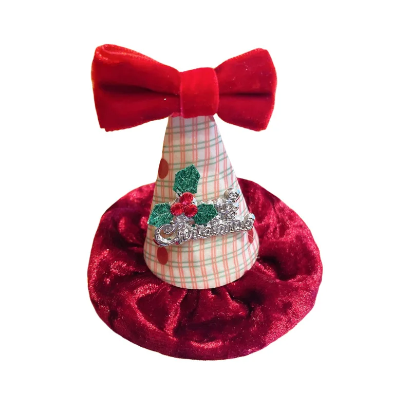 Jepit Rambut Topi Natal Anak Perempuan Jepit Rambut Natal Anak-anak Hiasan Kepala Pita Merah Hijau Aksesori Rambut Dekoratif Natal Wanita ZX07