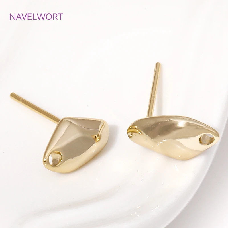 S925 Sterling Silver Needle 14K Gold Plated Brass Irregular Drop Shape Stud Earrings For DIY Earrings Jewelry Making Findings