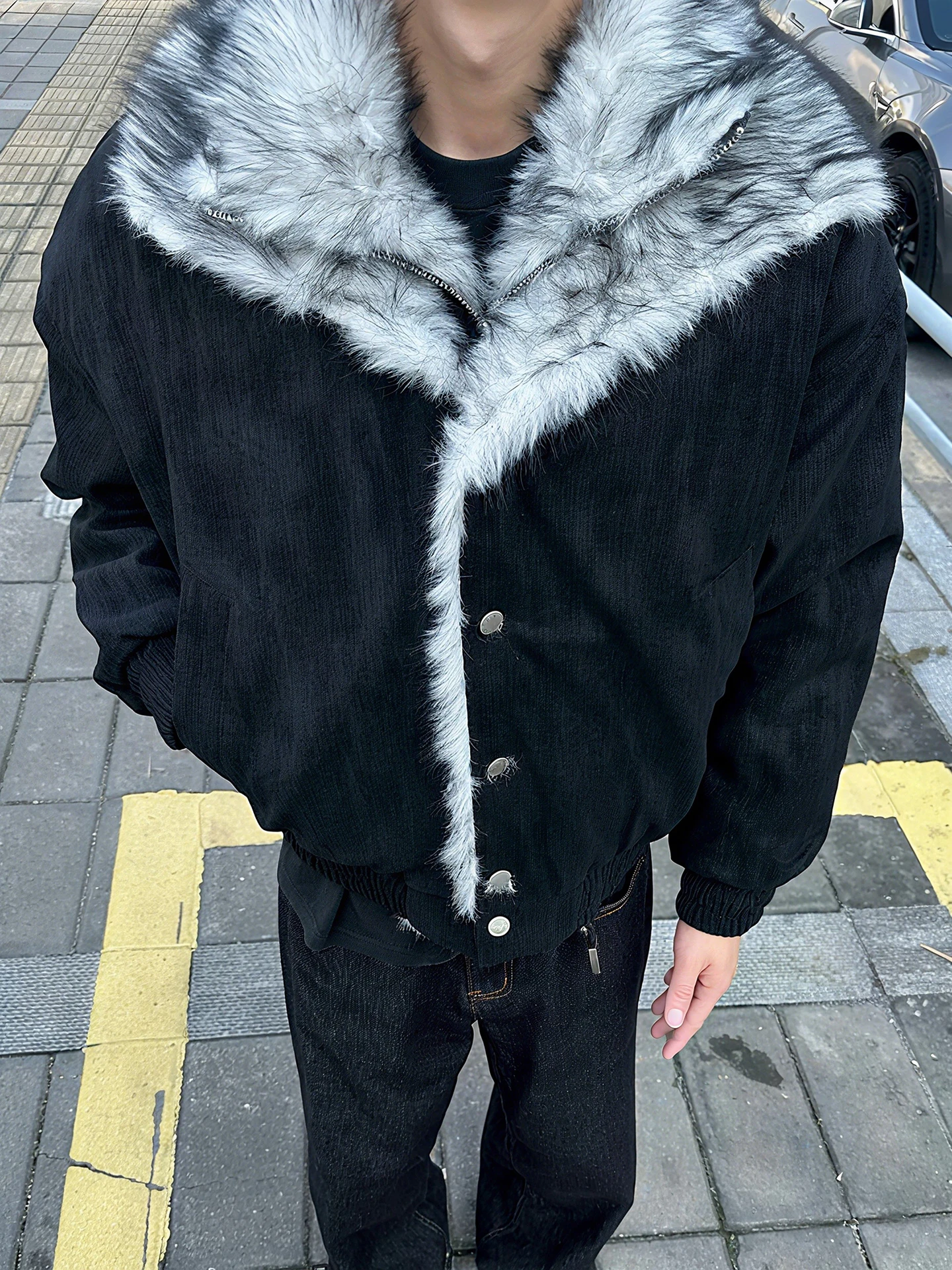 

Ретро-куртка в американском стиле с двойным воротником из искусственного меха Mountain Eagle, мужская и женская, зимняя теплая хлопковая куртка на флисовой подкладке, повседневная