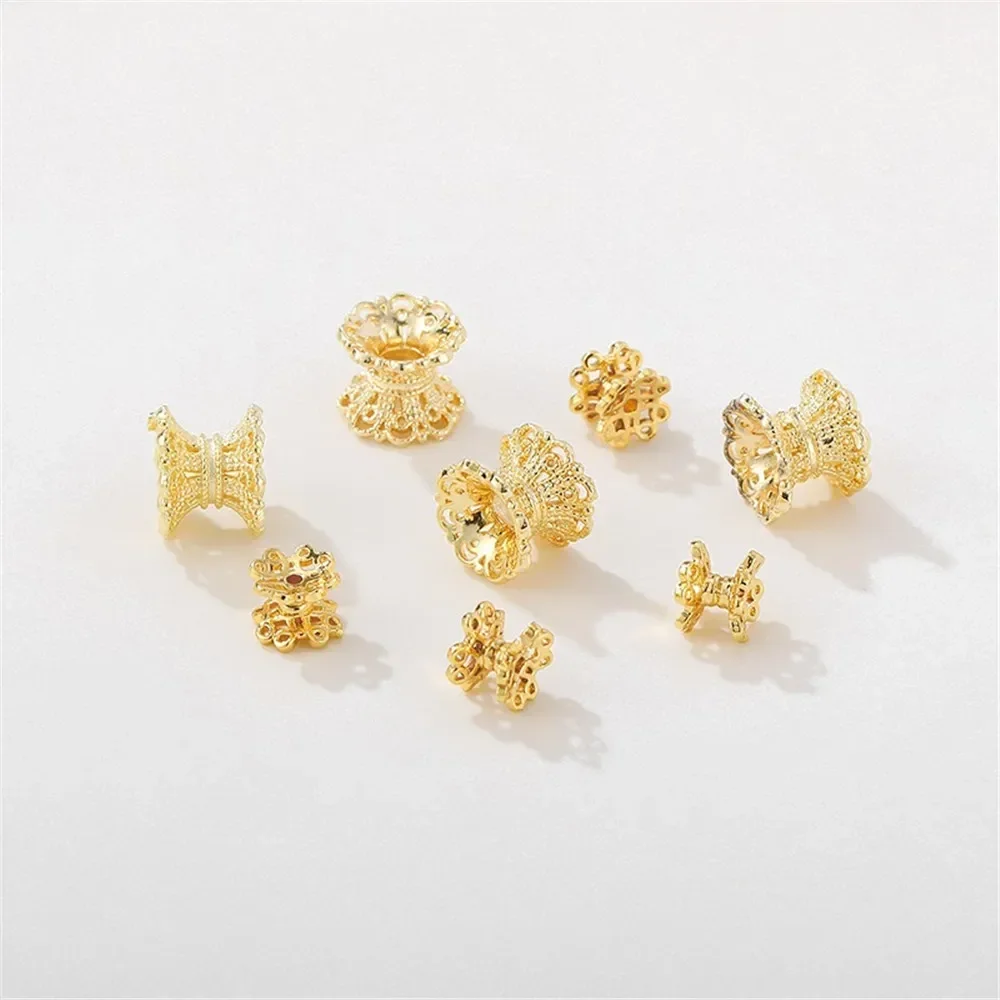 14K vergulde dubbelzijdige bloemenhouder met gescheiden kralenhouder Handgemaakte doe-het-zelf armband ketting accessoire materialen