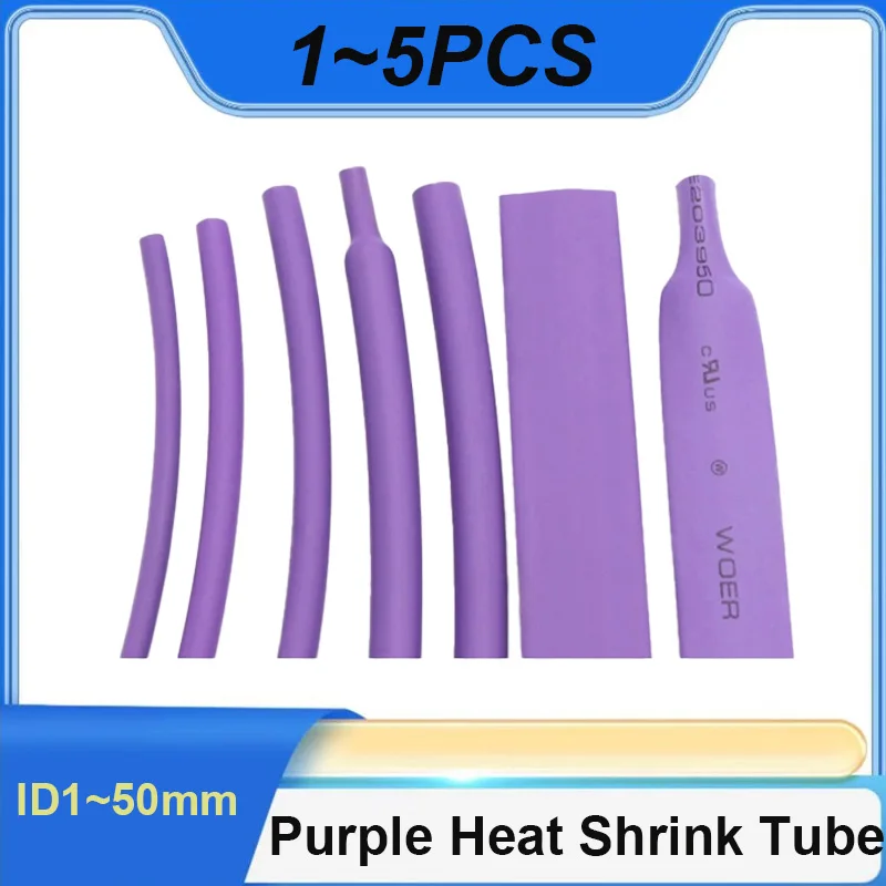 1M 2:1 Purple Cable Sleeve Heat Shrink Tube Dual Wall Adhesive Lined ID1-50mm Waterproof Electrical Insulation Wire Cable Sleeve