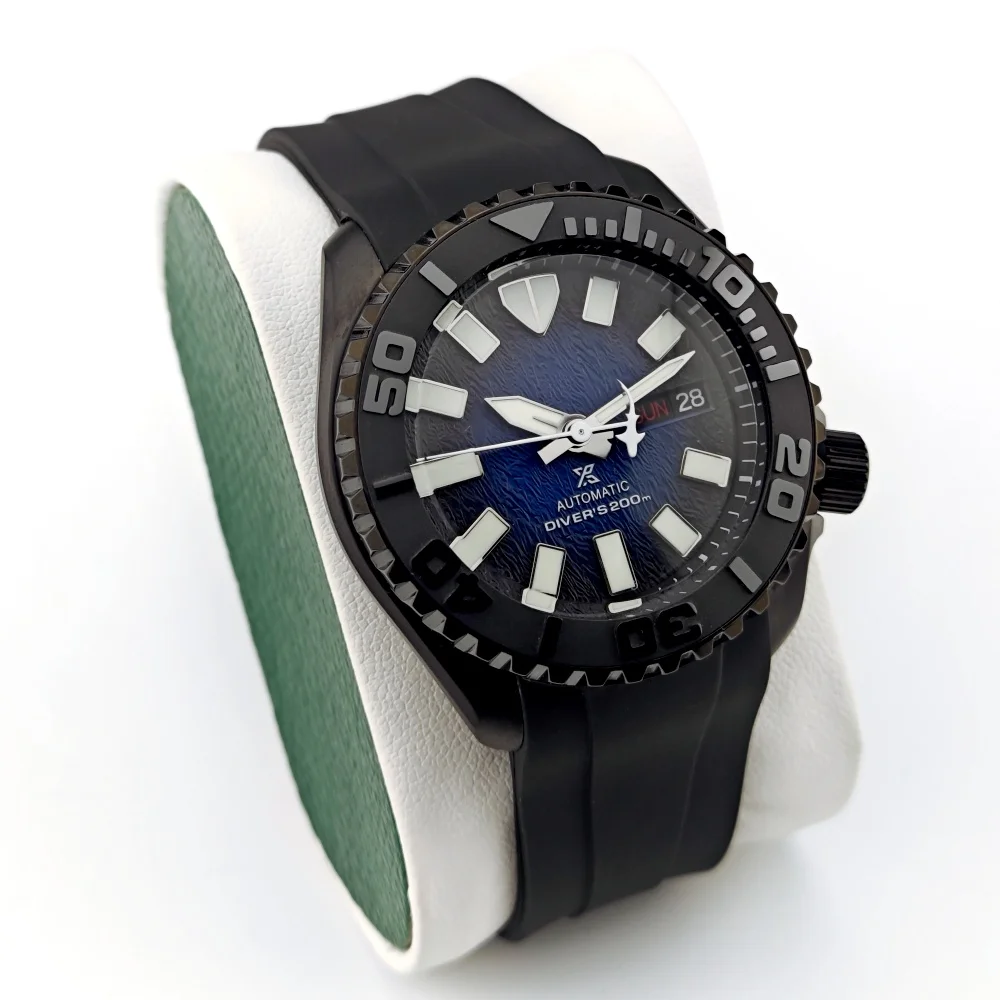 Механические часы NH35, 3d-часы с модифицированным зеленым свечением на лицевой стороне, точные стальные бриллиантовые японские автоматические часы 42 мм, 316