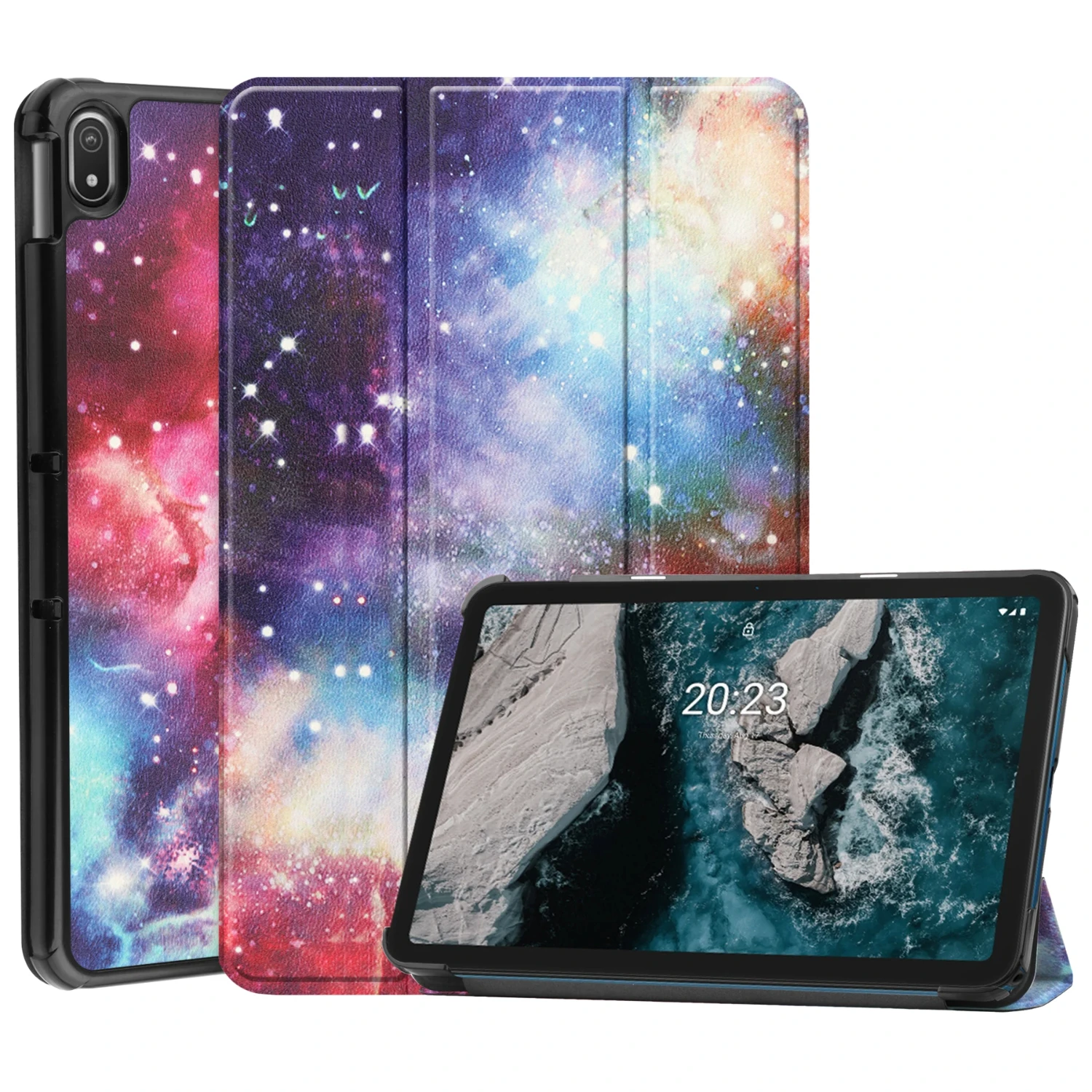 Elevate your gadget game with this elegant, stylish, and sophisticated tri-folding PU leather smart cover case for the 2022 T20